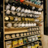 pair of paint storage shelves