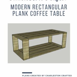 Modern rectangular plank coffee table