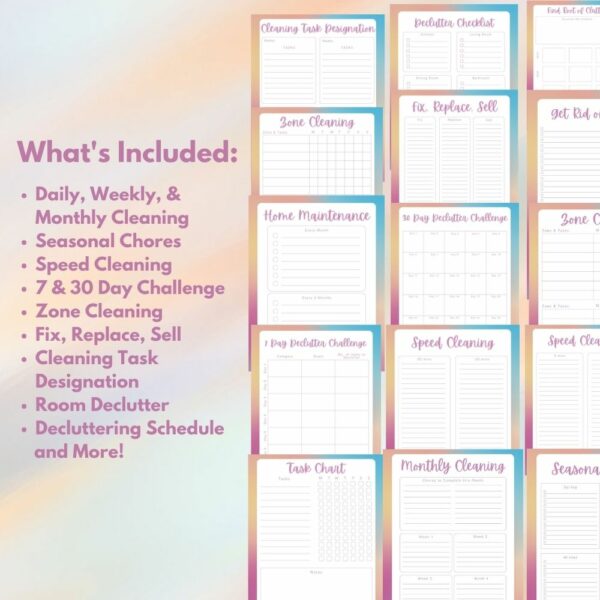 cleaning and decluttering planner