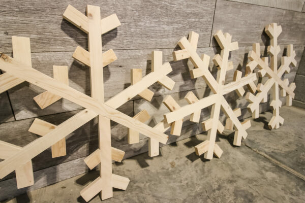 Wooden snowflake wall art